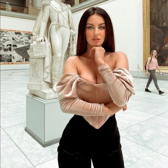 House of CB Holly Blush Velvet Long Sleeved Corset - Picture 2 of 16